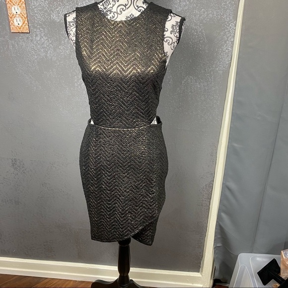 The Moon By Moon Collection  Sexy Side Cutout Tank Dress gold black metallic - Picture 1 of 10